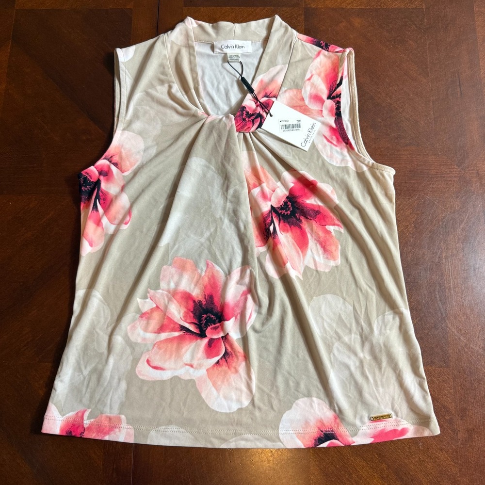 Calvin Klein Floral‎ Sleeveless Top Blouse Size PS Career Casual